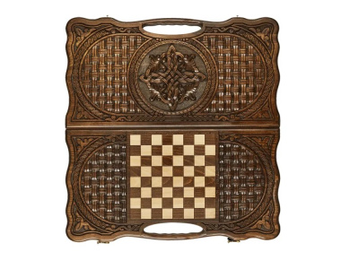 картинка Нарды резные "Армянский узор 11" с ручкой 60, Haleyan от магазина Gamesdealer.ru