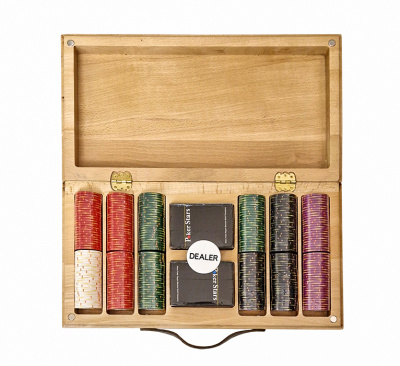 картинка Набор для покера Luxury Ceramic на 300 фишек в кейсе из бука, Partida от магазина Gamesdealer.ru
