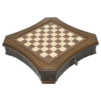 картинка Шахматы резные восьмиугольные в ларце с ящиками 50, Haleyan от магазина Gamesdealer.ru