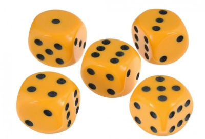 картинка Кости игральные пластиковые, 20мм, 1 шт, цвет желтый от магазина Gamesdealer.ru