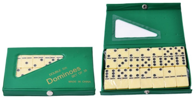Домино дорожное в зеленом футляре 15 х 9 см, 28 костей / кость 38 х 28 мм