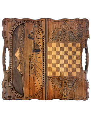 картинка Нарды резные "Арарат и Хор Вирап" с ручкой 60, Haleyan от магазина Gamesdealer.ru