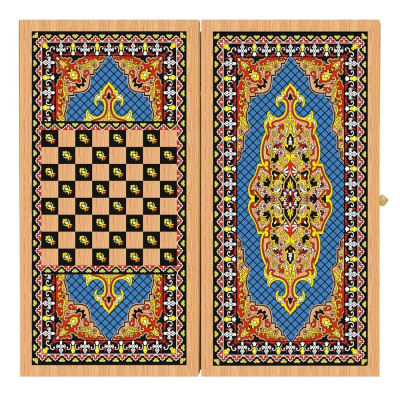 картинка Нарды + Шашки Аравия Голубые большие (Россия, дерево, 60 см), Partida от магазина Gamesdealer.ru