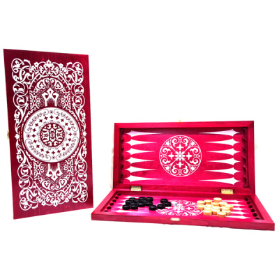 картинка Нарды средние малиновые, рисунок серебро "Винтаж" (480*240*40) от магазина Gamesdealer.ru