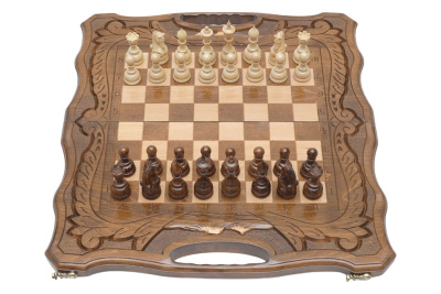 Шахматы + нарды резные c Араратом 50 с ручкой, Haleyan