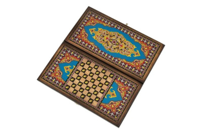 картинка Шахматы + нарды + шашки "Сирия Голубые" средние от магазина Gamesdealer.ru