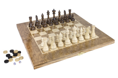 Шахматы + Шашки + Нарды 3 в 1 "Сенатор 4", 50 см, ясень, Partida