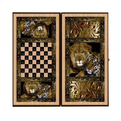 картинка Шахматы + нарды + шашки "Сирия Львы" малые от магазина Gamesdealer.ru