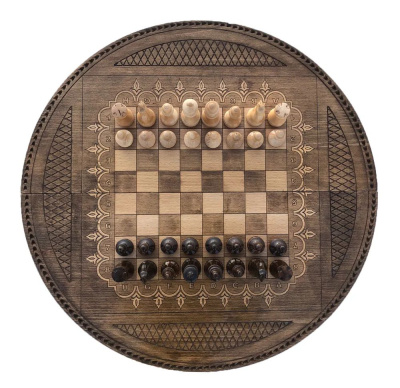 картинка Шахматы + нарды резные "Круглые" 60, Mkhitaryan от магазина Gamesdealer.ru