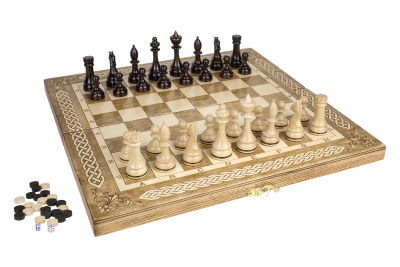 Шахматы + Шашки + Нарды 3 в 1 "Амбассадор 2", 40 см, ясень, Partida