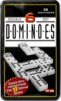 Домино в железном боксе, 6 черных точек, Partida 19х12 см, костяшка 5х2,5 см