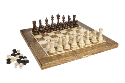 Шахматы + Шашки + Нарды 3 в 1 "Сенатор 4", 40 см, ясень, Partida