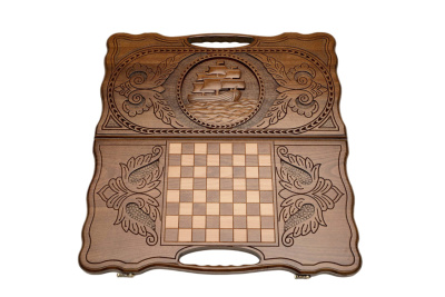 картинка Нарды резные "Корабль" с ручкой 60, Haleyan от магазина Gamesdealer.ru