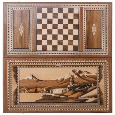 картинка Нарды "Церковь у Арарата" инкрустация + орнамент, Zeynalyan от магазина Gamesdealer.ru