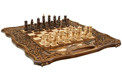 Шахматы + нарды резные с Араратом 2, ручкой, Haleyan