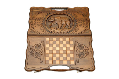 картинка Нарды резные "Медведь" с ручкой 50, Haleyan от магазина Gamesdealer.ru